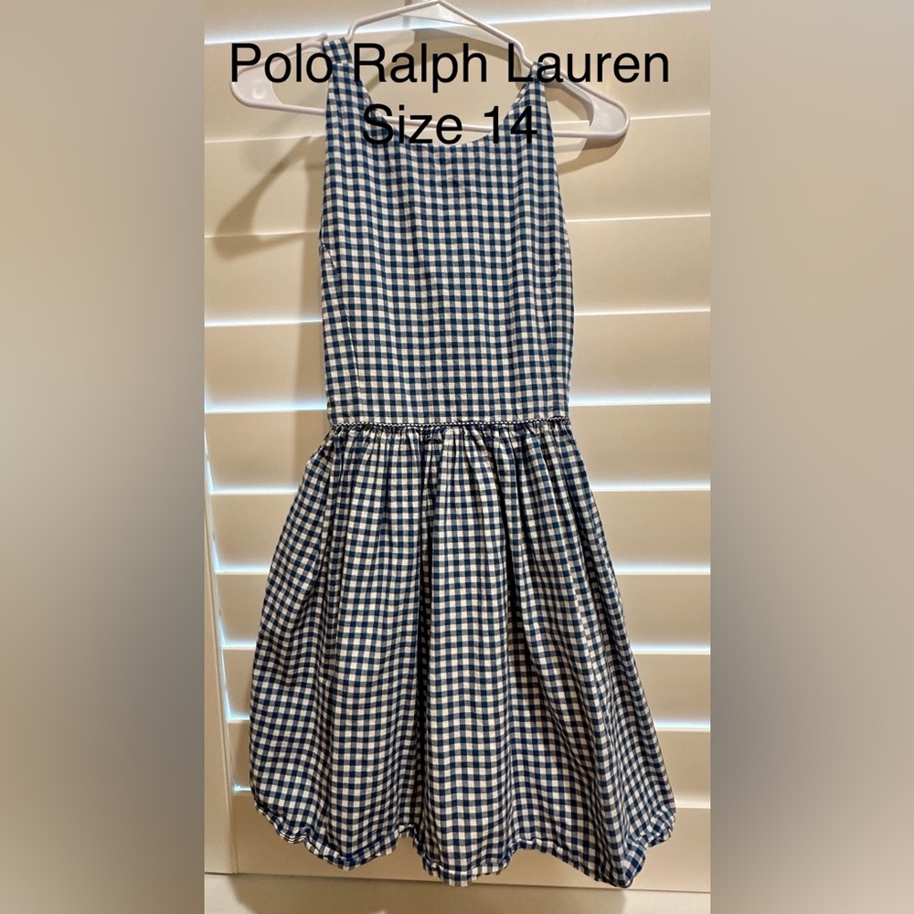Polo by Ralph Lauren Blue and White Gingham Kids Dress